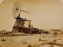 Wyoming Railroad Photo, Circa 1868-1869; "Windmill / Laramie, Wyoming"-A.J. Russel-Framed Stretched Canvas