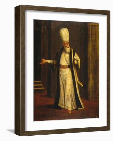 A Janissary Aga, 1737-Jean-Baptiste Vanmour-Framed Giclee Print