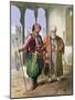 A Janissary and a Merchant in Cairo, Illustration from "The Valley of the Nile"-Achille-Constant-Théodore-Émile Prisse d'Avennes-Mounted Giclee Print