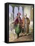 A Janissary and a Merchant in Cairo, Illustration from "The Valley of the Nile"-Achille-Constant-Théodore-Émile Prisse d'Avennes-Framed Stretched Canvas