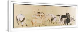 A Japanese Concertina Album in the Chinese Style Depicting a Multitude of Horses-null-Framed Premium Giclee Print