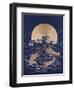 A Japanese Embroidered Textile Panel of Dark Blue Satin Depicting Three Crayfish Among Waves before-null-Framed Giclee Print