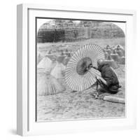 A Japanese Umbrella Maker, Kobe, Japan, 1896-Underwood & Underwood-Framed Photographic Print