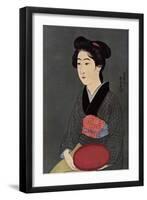 A Japanese Waitress with a Tray, 1920-Hashiguchi Goyo-Framed Premium Giclee Print