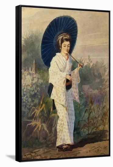 A Japanese Woman, 1878 watercolor on paper-Charles Wirgman-Framed Stretched Canvas