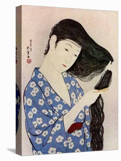 A Japanese woman combing her hair, 1920 (1930).Artist: Hashiguchi Goyo-Hashiguchi Goyo-Stretched Canvas
