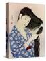 A Japanese woman combing her hair, 1920 (1930).Artist: Hashiguchi Goyo-Hashiguchi Goyo-Stretched Canvas