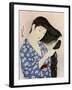 A Japanese woman combing her hair, 1920 (1930).Artist: Hashiguchi Goyo-Hashiguchi Goyo-Framed Giclee Print