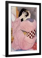 A Japanese Woman Dressing Her Hair, 1920S-Hashiguchi Goyo-Framed Giclee Print