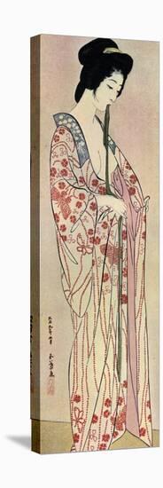 A Japanese Woman Wearing a Nagajuban, 1920-Hashiguchi Goyo-Stretched Canvas