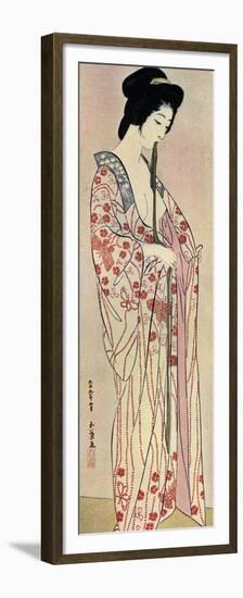 A Japanese Woman Wearing a Nagajuban, 1920-Hashiguchi Goyo-Framed Premium Giclee Print