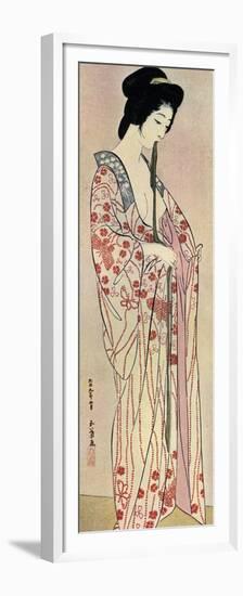 A Japanese Woman Wearing a Nagajuban, 1920-Hashiguchi Goyo-Framed Premium Giclee Print