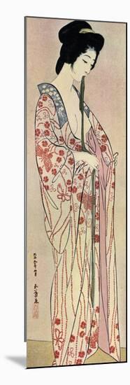 A Japanese Woman Wearing a Nagajuban, 1920-Hashiguchi Goyo-Mounted Premium Giclee Print