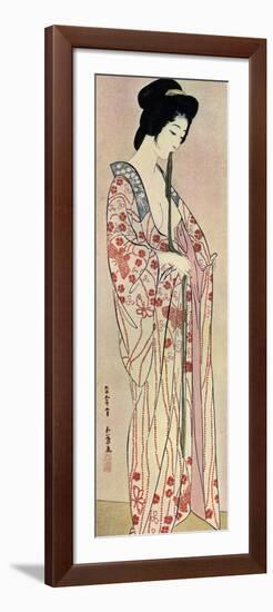 A Japanese Woman Wearing a Nagajuban, 1920-Hashiguchi Goyo-Framed Premium Giclee Print