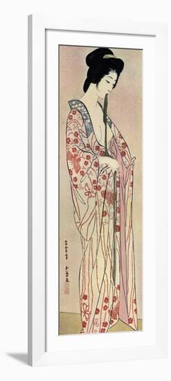 A Japanese Woman Wearing a Nagajuban, 1920-Hashiguchi Goyo-Framed Giclee Print