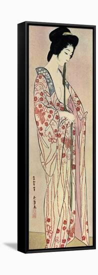 A Japanese Woman Wearing a Nagajuban, 1920-Hashiguchi Goyo-Framed Stretched Canvas