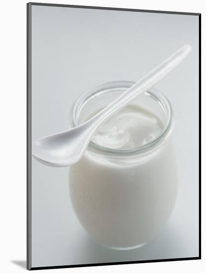 A Jar of Natural Yoghurt with Spoon-Eising Studio - Food Photo and Video-Mounted Photographic Print