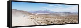 A Jeep on a Road Near the Salar De Uyuni-Alex Saberi-Framed Stretched Canvas