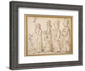 A Jesuit Procession, Caricatured with a Crucifer, and Five Others Following; an Additional Man's…-Pier Leone Ghezzi-Framed Giclee Print