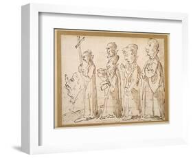 A Jesuit Procession, Caricatured with a Crucifer, and Five Others Following; an Additional Man's…-Pier Leone Ghezzi-Framed Giclee Print