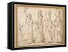 A Jesuit Procession, Caricatured with a Crucifer, and Five Others Following; an Additional Man's…-Pier Leone Ghezzi-Framed Stretched Canvas