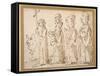 A Jesuit Procession, Caricatured with a Crucifer, and Five Others Following; an Additional Man's…-Pier Leone Ghezzi-Framed Stretched Canvas