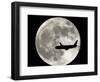 A Jet Plane Passes in Front of the Full Moon Above Surfside, Fla.-null-Framed Photographic Print