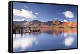 A Jetty at the Edge of Derwent Water in the Lake District National Park-Julian Elliott-Framed Stretched Canvas