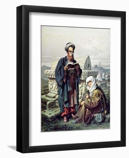 A Jewish Couple at a Cemetery in Constantinople, 1857-null-Framed Premium Giclee Print