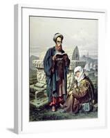 A Jewish Couple at a Cemetery in Constantinople, 1857-null-Framed Giclee Print