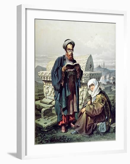 A Jewish Couple at a Cemetery in Constantinople, 1857-null-Framed Giclee Print