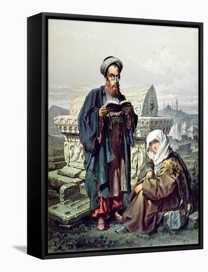 A Jewish Couple at a Cemetery in Constantinople, 1857-null-Framed Stretched Canvas