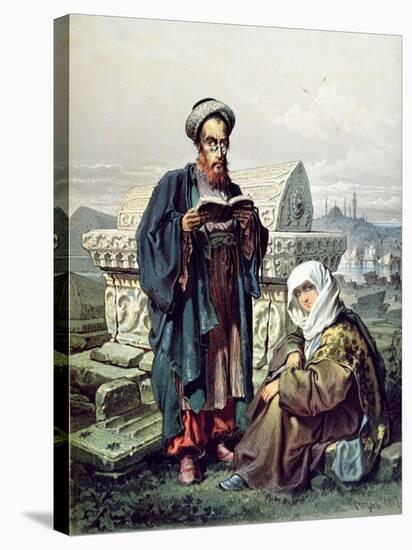 A Jewish Couple at a Cemetery in Constantinople, 1857-null-Stretched Canvas