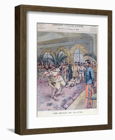 A Jiu-Jitsu Session in France, Illustration from 'Le Petit Parisien', 1905 (Colour Litho)-French-Framed Premium Giclee Print