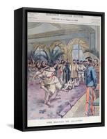 A Jiu-Jitsu Session in France, Illustration from 'Le Petit Parisien', 1905 (Colour Litho)-French-Framed Stretched Canvas