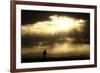 A Jogger Runs at the Foothills of the Canadian Rocky Mountains Near Calgary-Mike Blake-Framed Photographic Print