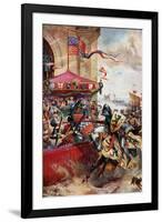 A Joust on London Bridge, 1390-Richard Beavis-Framed Giclee Print