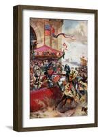 A Joust on London Bridge, 1390-Richard Beavis-Framed Giclee Print