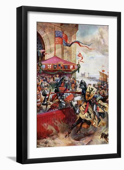 A Joust on London Bridge, 1390-Richard Beavis-Framed Giclee Print