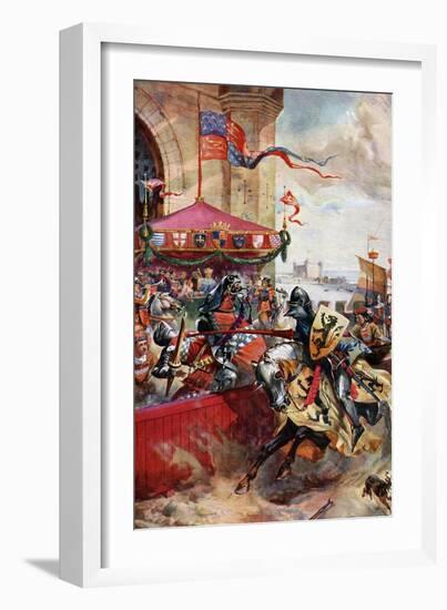 A Joust on London Bridge, 1390-Richard Beavis-Framed Giclee Print