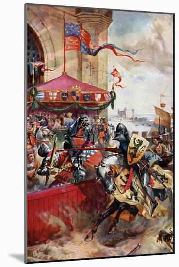 A Joust on London Bridge, 1390-Richard Beavis-Mounted Giclee Print