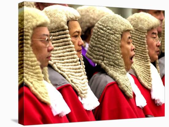 A Judge Yawns While Hong Kong Judges Line up Outside City Hall-null-Stretched Canvas