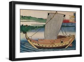 A Junk Gliding Across Suminoye Bay, c18th century, (1925)-Hokusai-Framed Giclee Print