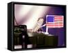 A Juvenile Bearded Dragon Places a Claw Upon an United States Flag-null-Framed Stretched Canvas