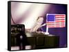 A Juvenile Bearded Dragon Places a Claw Upon an United States Flag-null-Framed Stretched Canvas