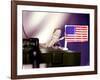 A Juvenile Bearded Dragon Places a Claw Upon an United States Flag-null-Framed Photographic Print