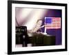 A Juvenile Bearded Dragon Places a Claw Upon an United States Flag-null-Framed Photographic Print