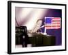 A Juvenile Bearded Dragon Places a Claw Upon an United States Flag-null-Framed Photographic Print