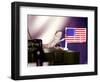 A Juvenile Bearded Dragon Places a Claw Upon an United States Flag-null-Framed Photographic Print