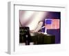 A Juvenile Bearded Dragon Places a Claw Upon an United States Flag-null-Framed Photographic Print